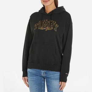 Tommy Jeans Women's Relaxed Luxe Varsity Hoodie - Black