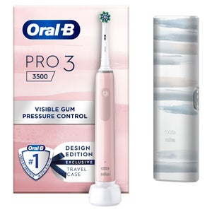 Oral B Pro 3500 Electric Toothbrush Pink Striking with Travel Case