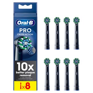 Oral B CrossAction Black Toothbrush Head - Pack of 8 Counts