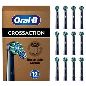 Oral-B Pro CrossAction Aufsteckbürsten für elektrische Zahnbürste, X-förmige Borsten, 12 Stück, schwarz