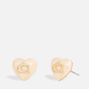 Coach Heart Resin Gold-Tone Stud Earrings