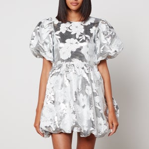 Sister Jane Silver Sweeper Floral-Printed Jacquard Dress