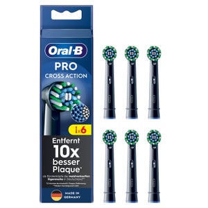 Oral-B Pro CrossAction Aufsteckbürsten für elektrische Zahnbürste, X-förmige Borsten, 6 Stück, schwarz