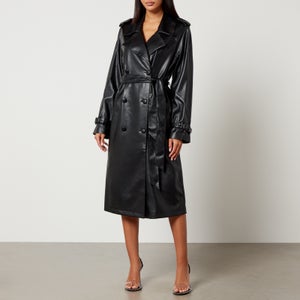 Good American Chino Faux-Leather Trench Coat