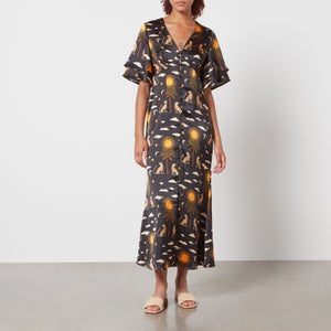 Never Fully Dressed Running Wild Kirstin Printed Satin Dress
