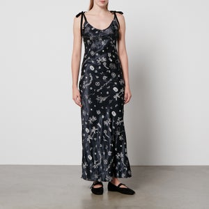 Damson Madder Cleo Printed Satin Maxi Dress