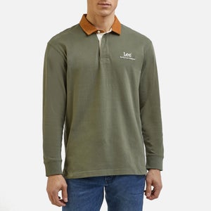 Lee Men's Contrast Collar Long Sleeved Polo Shirt - Olive Grove