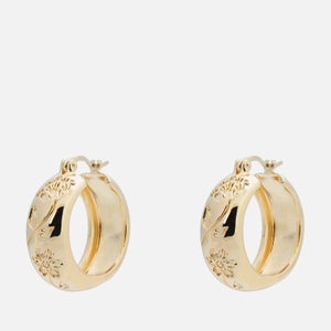 anna + nina Flower Garland Stamped Hoop Earrings - Gold
