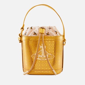 Vivienne Westwood Daisy Drawstring Logo-Jacquard Leather Bucket Bag