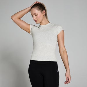 Camiseta de manga corta de corte ajustado Basics para mujer de MP - Gris claro jaspeado