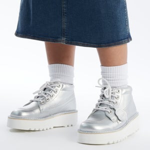 Adult Unisex Kick Hi Stack Silver Leather Silver