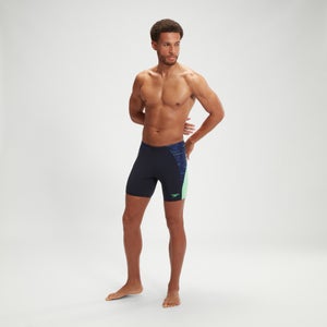 Bañador jammer de corte medio con contraste Endurance+ Max para hombre, azul marino/verde