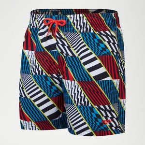 Boys Digital Printed 15" Swim Shorts Black/Red/Blue