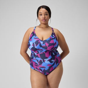 Women's Shaping Printed V Neck One Piece (+)