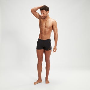 Pantaloncini da bagno con inserto Tech da uomo Nero/Arancione