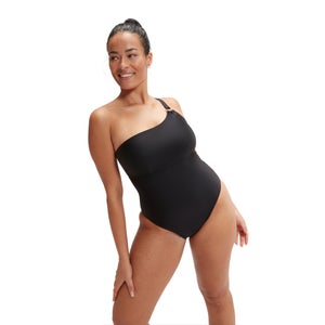Formender asymmetrischer Badeanzug für Damen Schwarz