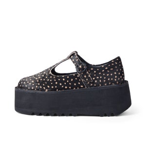 Adult Women Kick T Bar Platform Leather Black