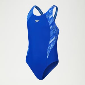 HyperBoom Splice Muscleback-Badeanzug für Mädchen Blau/Gelb