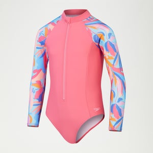 Maillot de bain Fille à manches longues rose/bleu