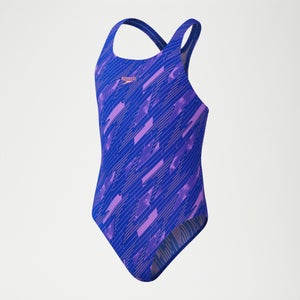 Hyperboom All-Over Medalist-Badeanzug für Mädchen Blau/Violett