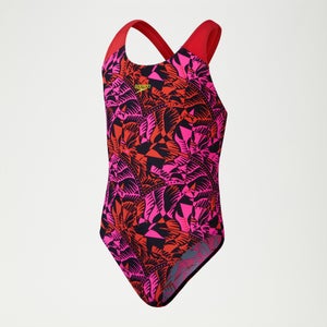 Girls Digital Allover Splashback Swimsuit Black/Red