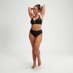 Braga de bikini de cintura alta moldeadora para mujer, negro