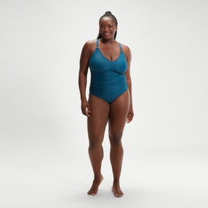 Women's Plus Size Shaping V Neck Swimsuit Teal