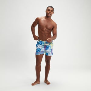 Men's Digital Printed Leisure 16" Swim Shorts Blue/Purple
