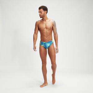 Bañador slip de 7 cm con estampado integral digital para hombre Negro/Azul