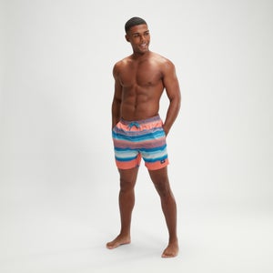 Bañador corto Leisure de 40 cm con estampado en los laterales para hombre, azul/rosa