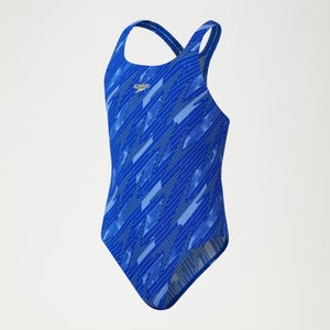 Girls HyperBoom Allover Medalist Swimsuit Blue / Yellow