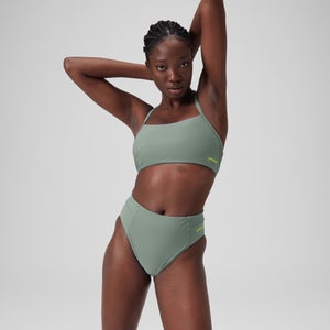 Einfarbiger hochtaillierter Bikinislip für Damen Grün