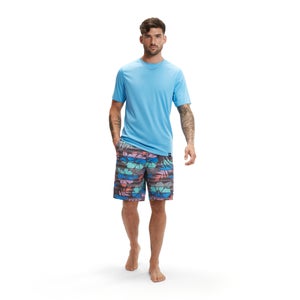 Men's Short Sleeve Graphic Swim Shirt Blue