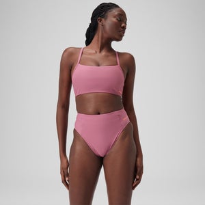 Einfarbiger hochtaillierter Bikinislip für Damen Pink