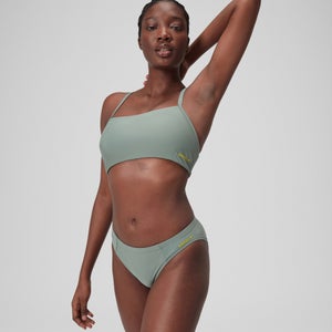 Einfarbiger klassischer Bikinislip für Damen Grün