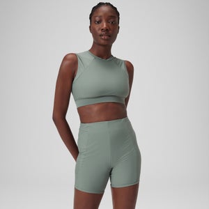 Women's Solid Short Sleeve Crop Top Green