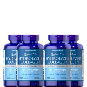 Puritan's Pride Hydrolysed Collagen 1000mg - 180 Caplets Pack of 4