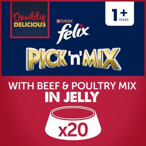 Felix Doubly Delicious Adult Wet Cat Food with Beef & Poultry Mix in Jelly 20x100g