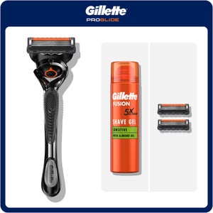 Gillette ProGlide Giftset: Razor, Fusion Shaving Gel & 2 Blades
