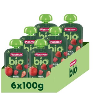 100% Frutta Biologica Mela, Fragola e Lampone 6 x 100g