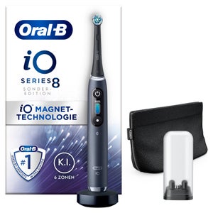 Oral-B iO iO 8 Special Edition Elektrische Zahnbürste, Farbdisplay & Beauty-Tasche, black onyx