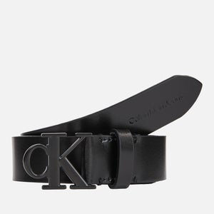 Calvin Klein Jeans Round Mono Pebble-Grained Leather Belt