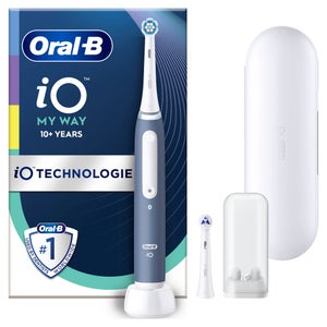 Oral-B iO My Way Elektrische Zahnbürste ab 10 Jahren, 4 Putzmodi, extra Aufsteckbürste für Zahnspange, 1 Reiseetui, ocean blue