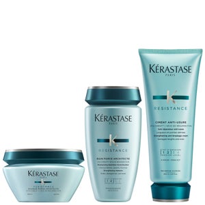 Kérastase Bundles Trio: Resistance Bain Force Architecte Shampoo 250ml, Ciment Anti-Usure 200ml & Masque 200ml