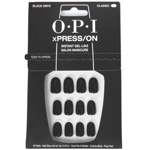 OPI xPRESS/ON - Black Onyx Press On Nails Gel-Like Salon Manicure