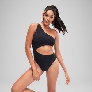 FLU3NTE Cut Out Asymmetric Swimsuit Anthracite