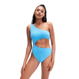 Maillot de bain FLU3NTE asymétrique ajouré bleu