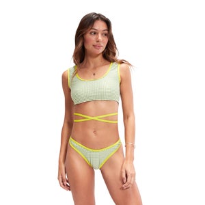 Grüne FLU3NTE V Scoop-Bikinihose mit Vichy-Karos