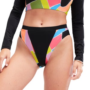 Grau-pinke FLU3NTE Bikinihose mit Mosaik-Print