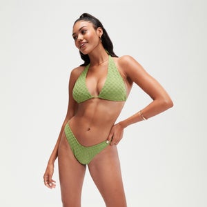 Braguita de bikini verde con cinturilla redondeada en tejido de rizo FLU3NTE